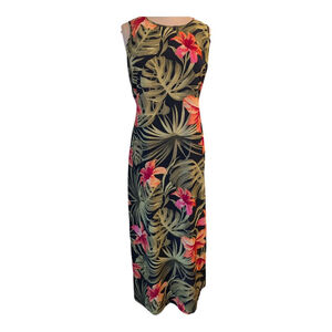 Lightweight Sleeveless Tropical Print Maxi Dress‎ Women's S Resortwear Vacation